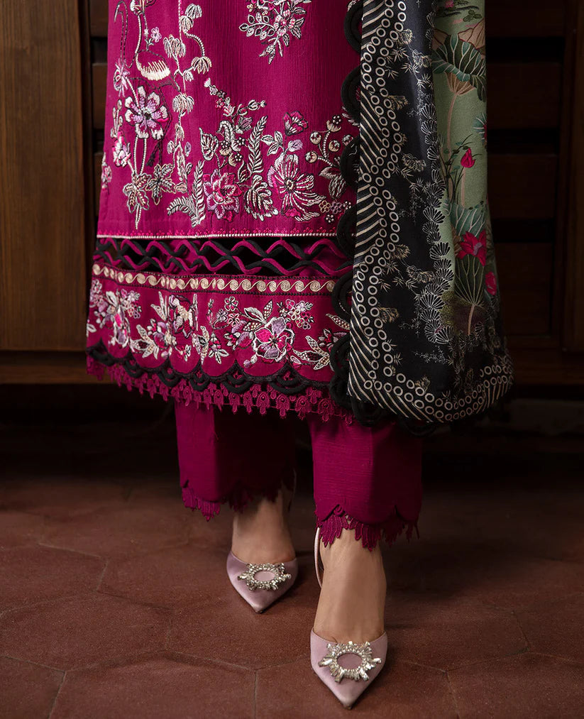 REPUBLIC-3PC DHANAK SEQUENCE EMBROIDERED SHIRT WITH COURTRAI PRINTED SHAWL & DHANAK TOUSER-ADR-4209