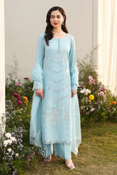 ASIM JOFA- 3PC LAWN EMBROIDERED SHIRT WITH ORGANZA EMBROIDERED DUPATTA AND TROUSER-ADR-4807