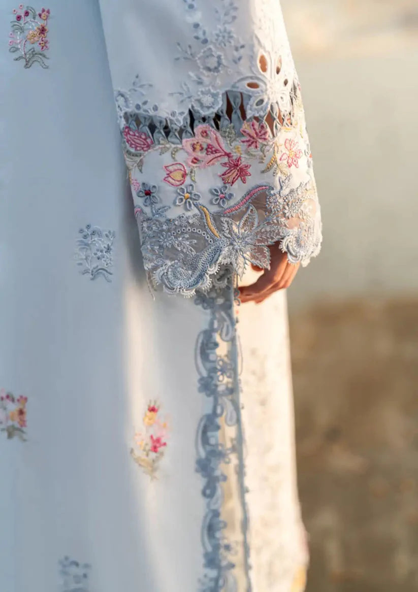 QALAMQAR - 3PC LAWN EMBROIDERED SHIRT WITH MONARK PRINTED DUPATTA AND TROUSER-ADR-3663