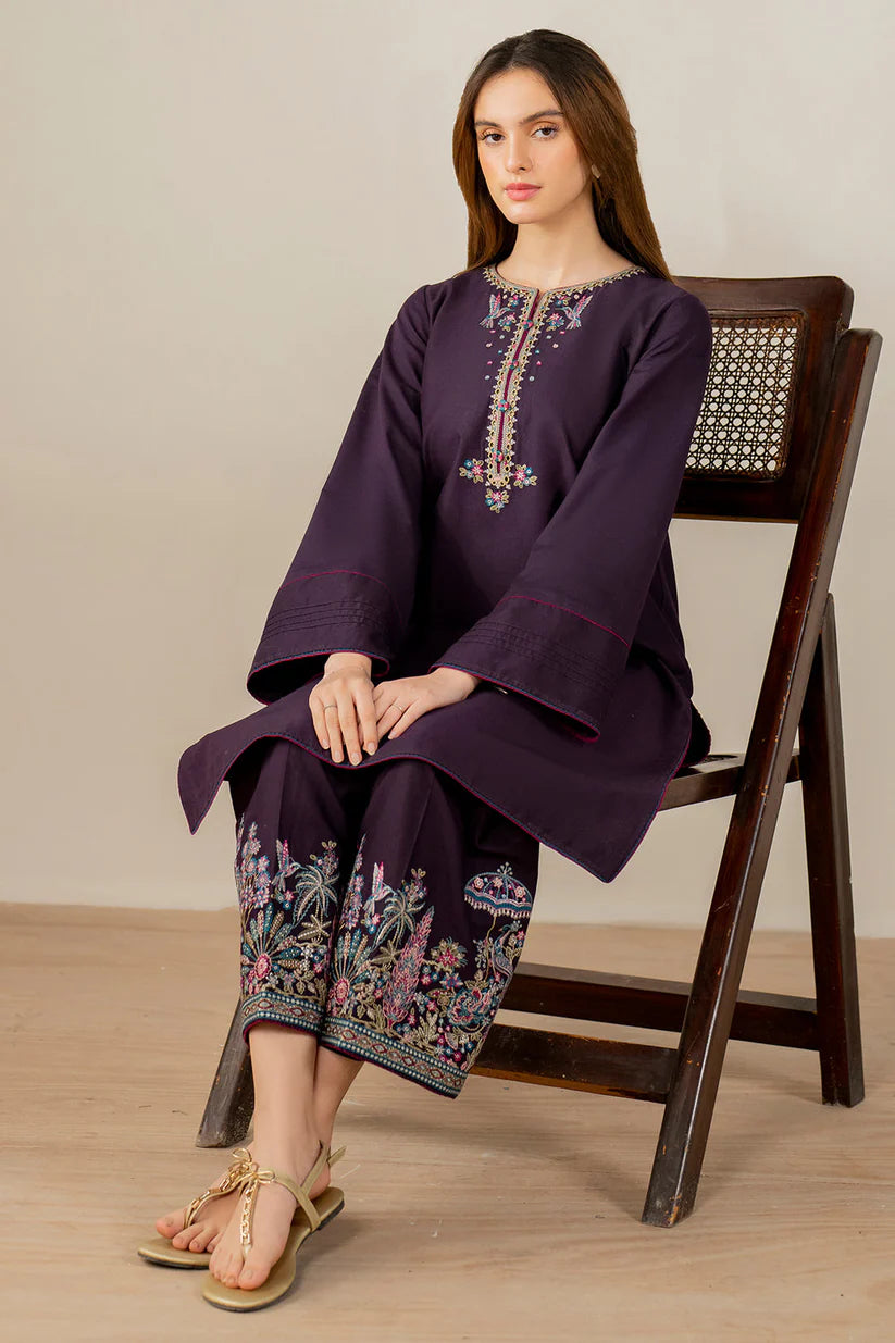 JAZMIN-2PC DHANAK EMBROIDERED SHIRT & EMBROIDERED TROUSER-ADR-111