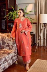 URGE-2PC DHANAK EMBROIDERED SHIRT AND EMBROIDRED SLEEVES-ADR-130