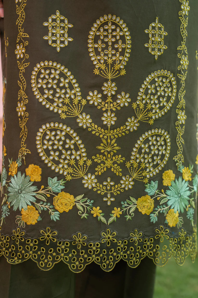 MIRAKHI - 3PC LAWN EMBROIDERED SHIRT WITH CHIFFON PRINTED DUPATTA AND TROUSER -ADR-M12