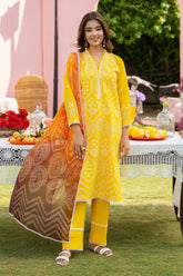 MIRAKHI - 3PC LAWN EMBROIDERED SHIRT WITH CHIFFON PRINTED DUPATTA AND TROUSER -ADR-M14