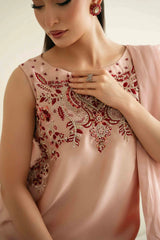 KAIDA-3PC-RAW SILK HAND EMBELLISHED SHIRT EMBROIDRED SOFT SILKDUPATTA AND RAW SILK EMBROIDERED TROUSER-ADR-5165