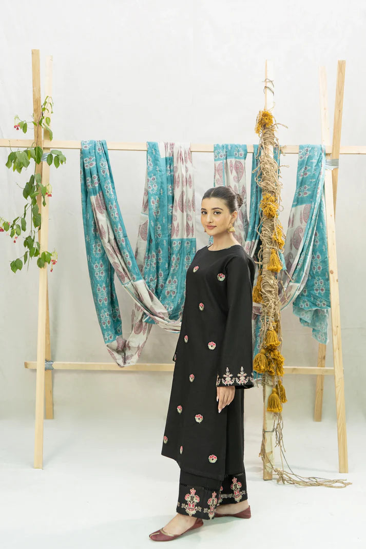 URGE-2PC DHANAK EMBROIDERED SHIRT WITH DHANAK EMBROIDERED TROUSER-ADR-3401