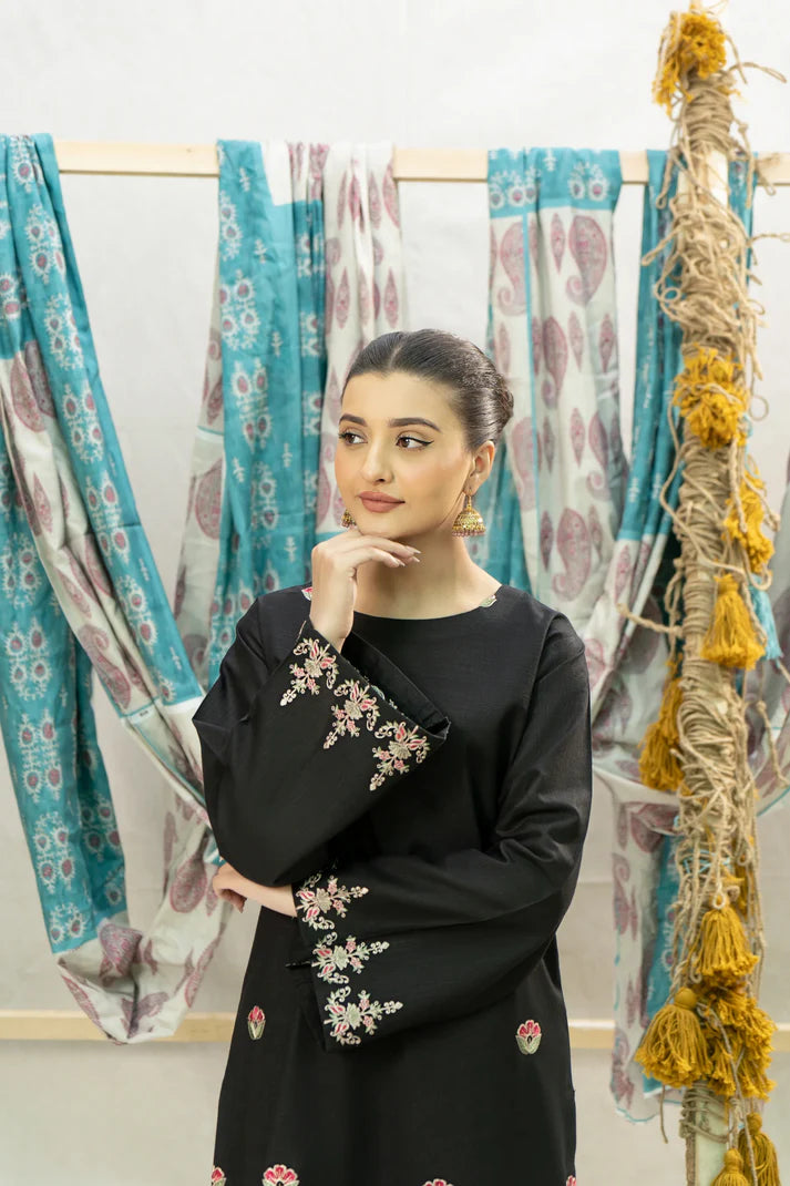 URGE-2PC DHANAK EMBROIDERED SHIRT WITH DHANAK EMBROIDERED TROUSER-ADR-3401