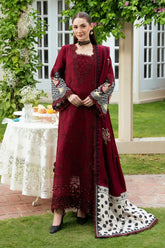 ANEELAS-3PC KARANDI EMBROIDERED SHIRT WITH KARANDI EMBROIDERED SHAWL AND TROUSER-ADR-5303