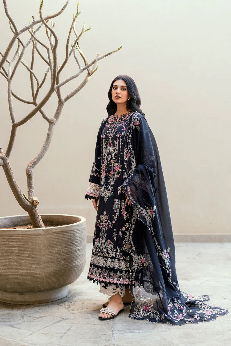 FLORENT-3PC DHANAK EMBROIDERED SHIRT WITH CHIFFON EMBROIDERED DUPATTA & TROUSER-ADR-4229