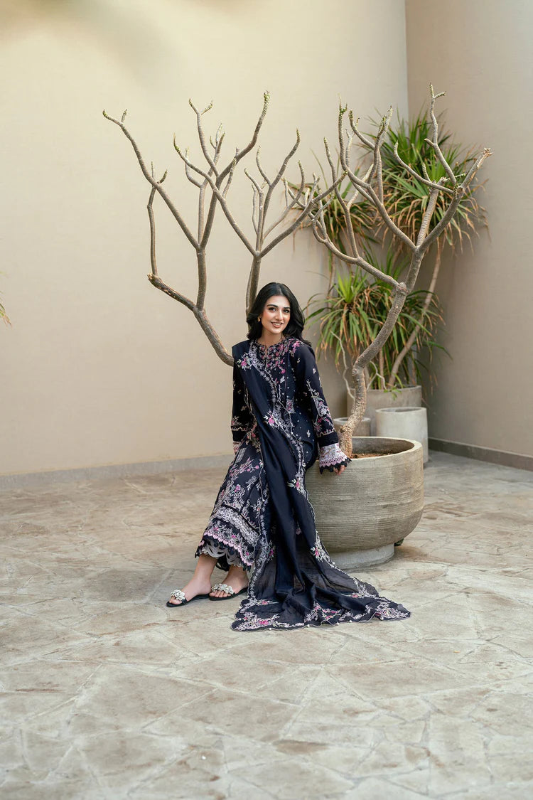 FLORENT-3PC DHANAK EMBROIDERED SHIRT WITH CHIFFON EMBROIDERED DUPATTA & TROUSER-ADR-4229