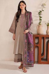 GARNET-3PC LAWN EMBROIDERED SHIRT WITH CHIFFON PRINTED DUPATTA AND EMB TROUSER-ADR-4617