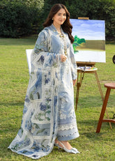 ELAF-3PC DHANAK EMBROIDERED SHIRT WITH COUTRAI PRINTED SHAWL AND TROUSER-ADR-5100