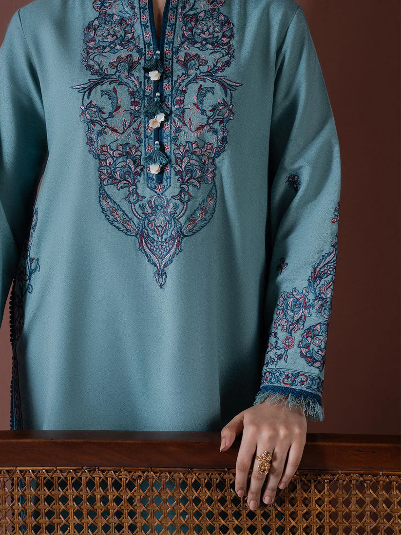 ASIM JOFA-3PC DHANAK EMBROIDERED SHIRT WITH DHANAK EMBROIDERED SHAWL & TROUSER-ADR-4217