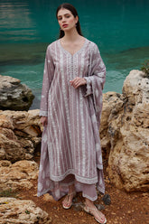 IMAGE-3PC DHANAK EMBROIDERED SHIRT WITH DHANAK EMBROIDERED SHAWL & EMB TROUSER-ADR-4095