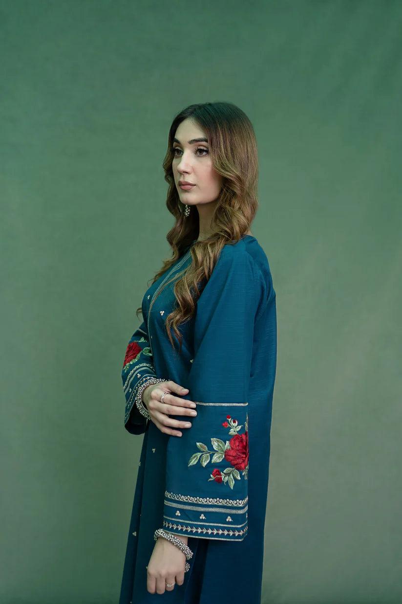 URGE-2PC DHANAK EMBROIDRED SHIRT WITH AND EMBROIDRED TROUSER-ADR-101