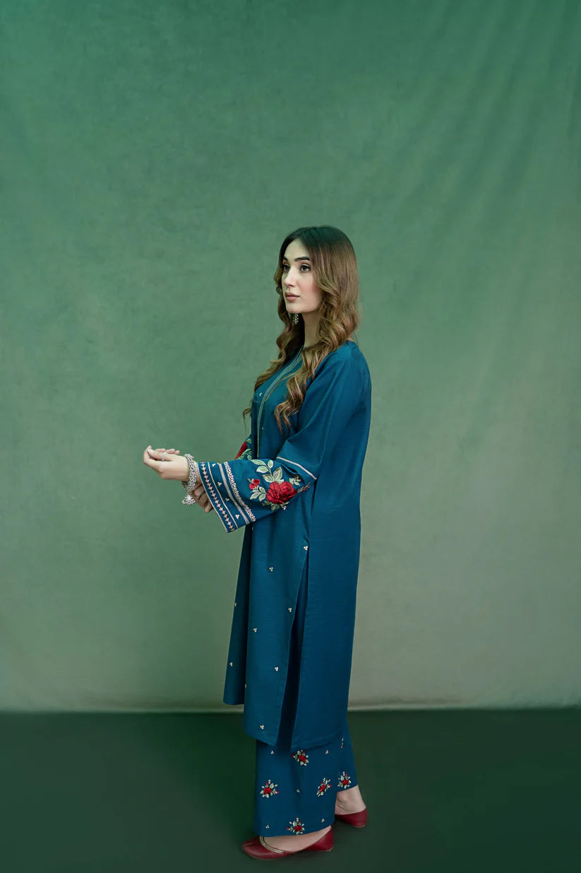 URGE-2PC DHANAK EMBROIDRED SHIRT WITH AND EMBROIDRED TROUSER-ADR-101