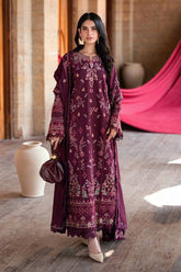 FLORENT-3PC DHANAK EMBROIDERED SHIRT WITH DHANAK EMBROIDERED SHAWL AND TROUSER-ADR-5046