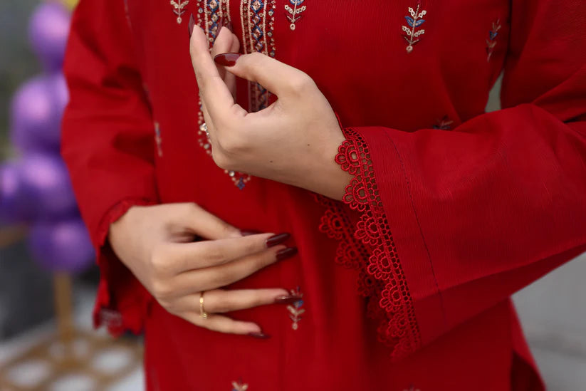 ADORE-3PC KHADDAR CUTWORK EMBROIDERED SHIRT WITH KASHMIRI JACQUARD WOOL SHAWL-ADR-1513