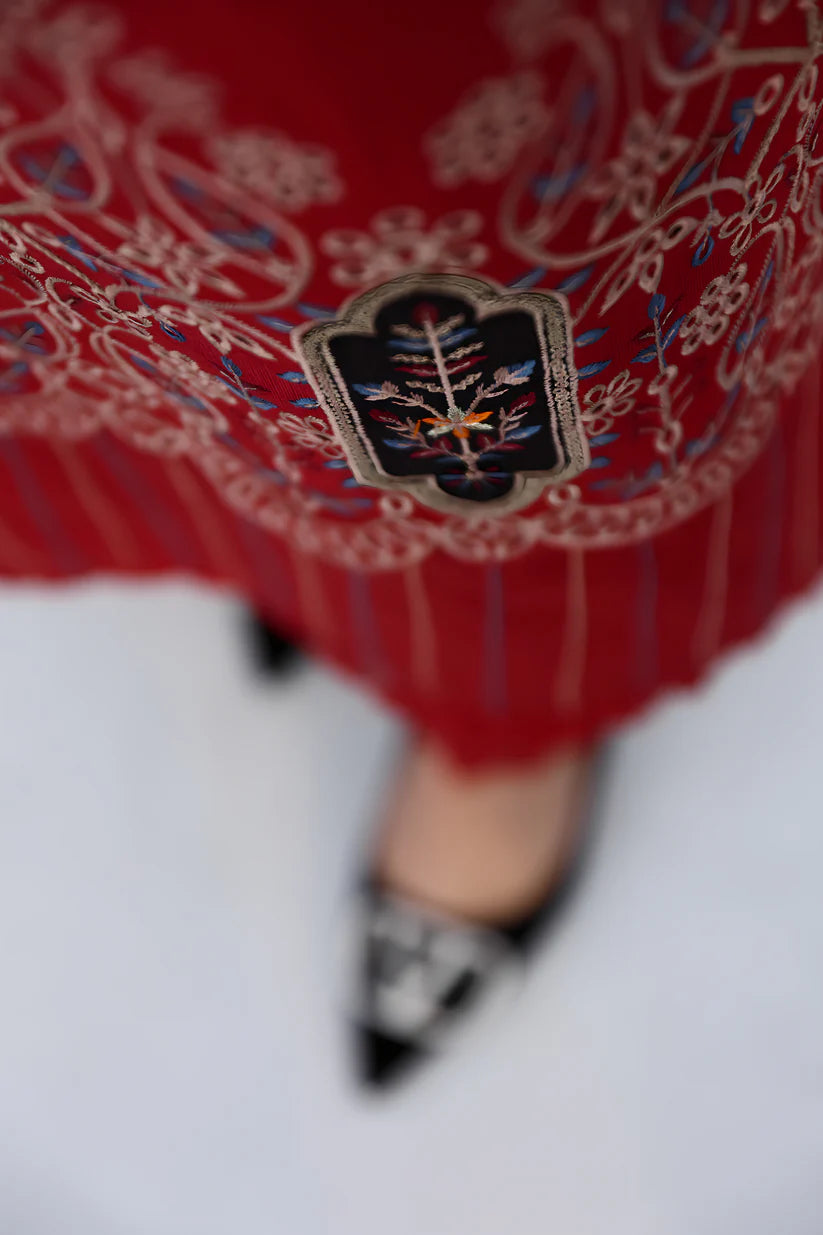 ADORE-3PC KHADDAR CUTWORK EMBROIDERED SHIRT WITH KASHMIRI JACQUARD WOOL SHAWL-ADR-1513