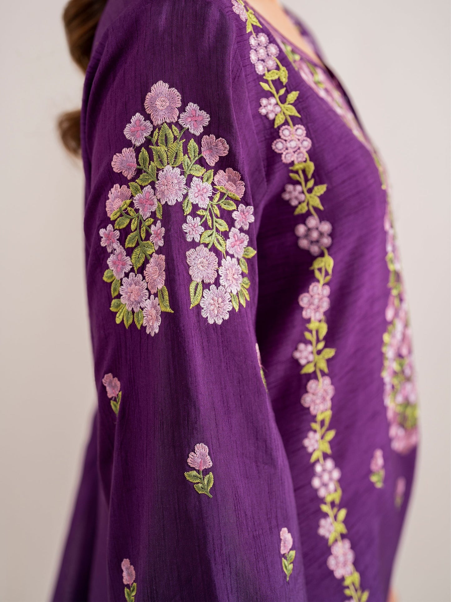 GARNET-3PC LAWN EMBROIDERED SHIRT WITH CHIFFON EMBROIDERED DUPATTA AND TROUSER-ADR-3613