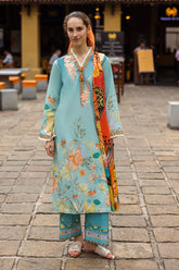 MUSHQ-3PC LAWN PRINTED SHIRT WITH CHIFFON PRINT DUPATTA AND PRINT TROUSER-ADR-2507