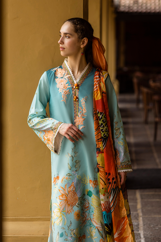 MUSHQ-3PC LAWN PRINTED SHIRT WITH CHIFFON PRINT DUPATTA AND PRINT TROUSER-ADR-2507