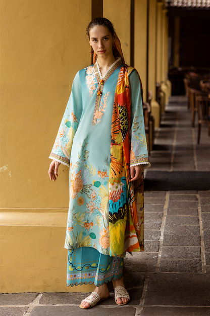 MUSHQ-3PC LAWN PRINTED SHIRT WITH CHIFFON PRINT DUPATTA AND PRINT TROUSER-ADR-2507