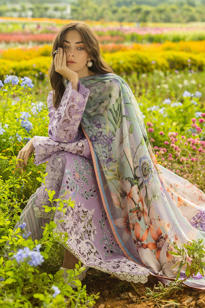 MUSHQ-3PC DHANAK EMBROIDERED SHIRT WITH COUTRAI WOOL PRINTED SHAWL AND TROUSER-ADR-4018