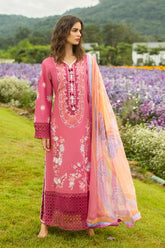 MUSHQ-3PC LAWN EMBROIDERED SHIRT WITH CHIFFON PRINT DUPATTA & TROUSER-ADR-3743