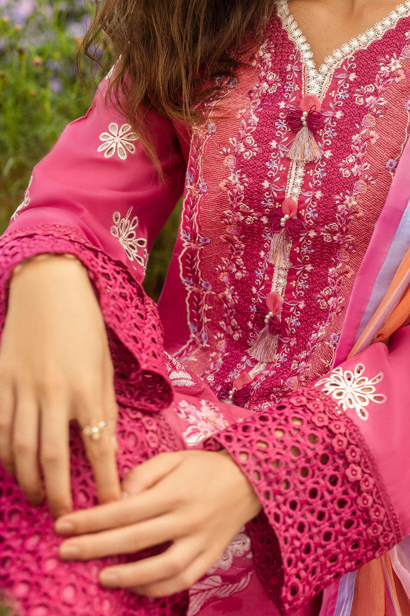 MUSHQ-3PC LAWN EMBROIDERED SHIRT WITH CHIFFON PRINT DUPATTA & TROUSER-ADR-3743
