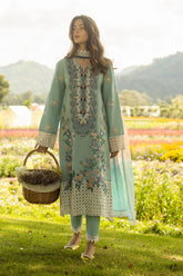 MUSHQ-3PC LAWN EMBROIDERED SHIRT WITH MONARK PRINT DUPATTA AND TROUSER-ADR-3742