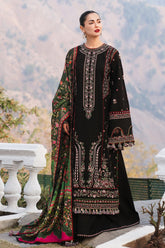 HUSSAIN REHAR-3PC DHANAK EMBROIDERED SHIRT WITH COURTRAI PRINTED SHAWL AND TROUSER-ADR-4261