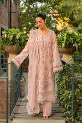 MAHNUR-3PC LAWN EMBROIDERED SHIRT WITH KHAADI NET EMBROIDERED DUPATTA AND TROUSER -ADR-4668