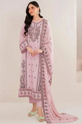 GARNET-3PC LAWN EMBROIDERED SHIRT WITH LAWN EMBROIDERED DUPATTA AND TROUSER-ADR-4713