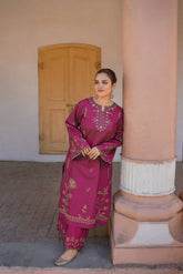 URGE-2PC LAWN SEQUIN EMBROIDERED SHIRT WITH EMB TROUSER-ADR-03