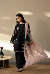 ZAIB-3PC DHANAK EMBROIDERED SHIRT WITH MUNARK EMBROIDERED DUPATTA AND TROUSER-ADR-4406