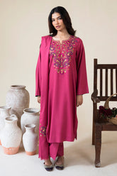ASLING-3PC DHANAK EMBROIDERED SHIRT WITH DHANAK EMBROIDERED SHAWL AND TROUSER-ADR-4420