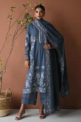 BATIK-3PC DHANAK EMBROIDERED SHIRT WITH DHANAK EMBROIDERED SHAWL AND TROUSER-ADR-4315