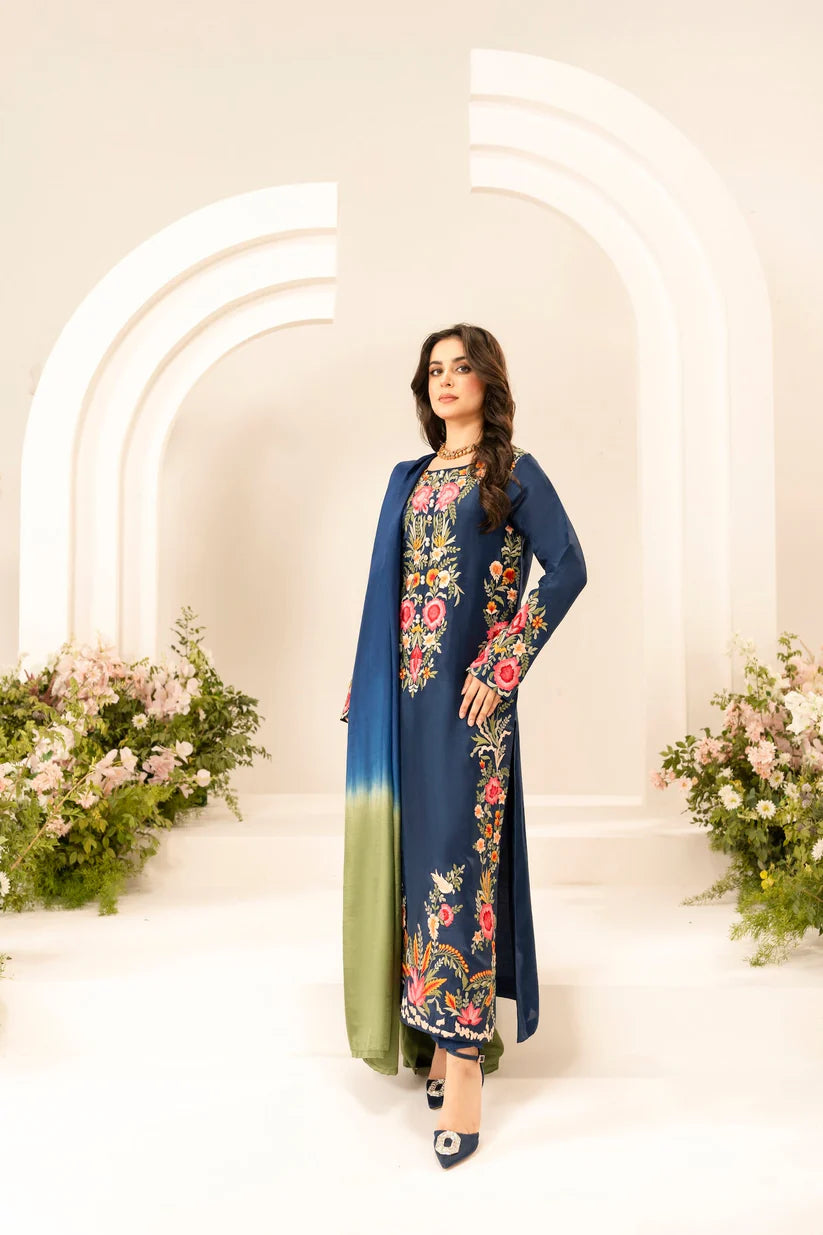 MIRANA-3PC LAWN EMBROIDERED SHIRT WITH CHIFFON TYE & DYE DUPATTA & TROUSER-ADR-3780