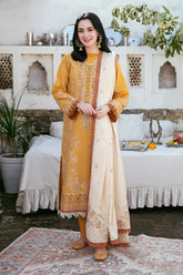FLORENT-3PC DHANAK EMBROIDERED SHIRT WITH DHANAK EMBROIDERED SHAWL AND TROUSER ADR-4150