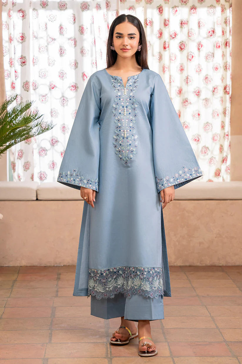 IZEL-2PC DHANAK EMBROIDERED SHIRT WITH DHANAK TROUSER-ADR-102