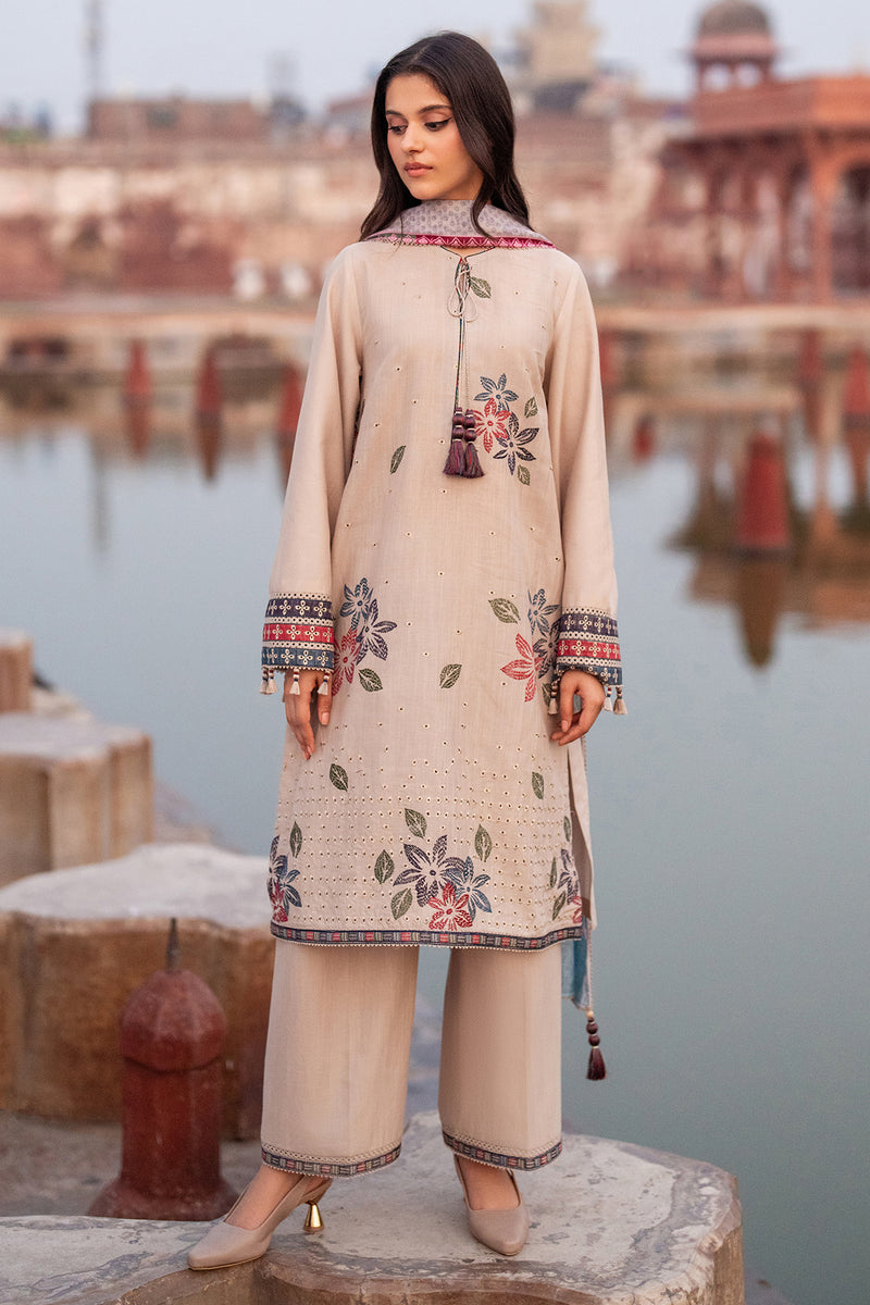 JAZMIN-3PC LAWN EMBROIDERED SHIRT WITH MONARK PRINTED DUPATTA AND TROUSER-ADR-3631