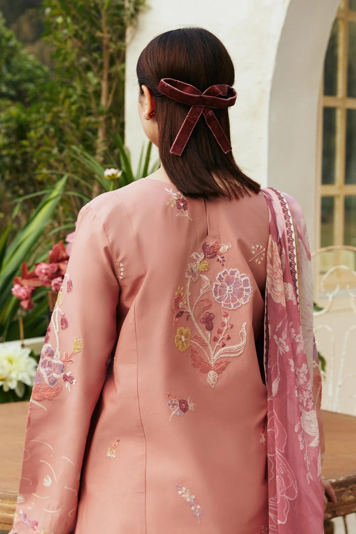 ZARA SHAH JAHAN- 3PC DHANAK EMBROIDERED SHIRT WITH COUTRAI PRINTED SHAWL & EMB TROUSER-ADR-4106