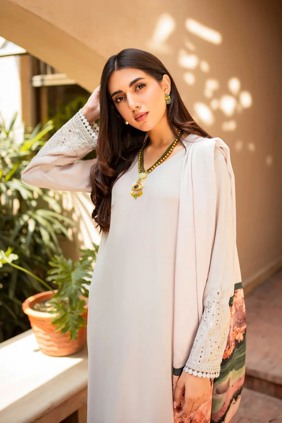 NATASHA KAMAL -3PC DHANAK EMBROIDERED WITH COUTURE PRINTED SHAWL-ADR-3186