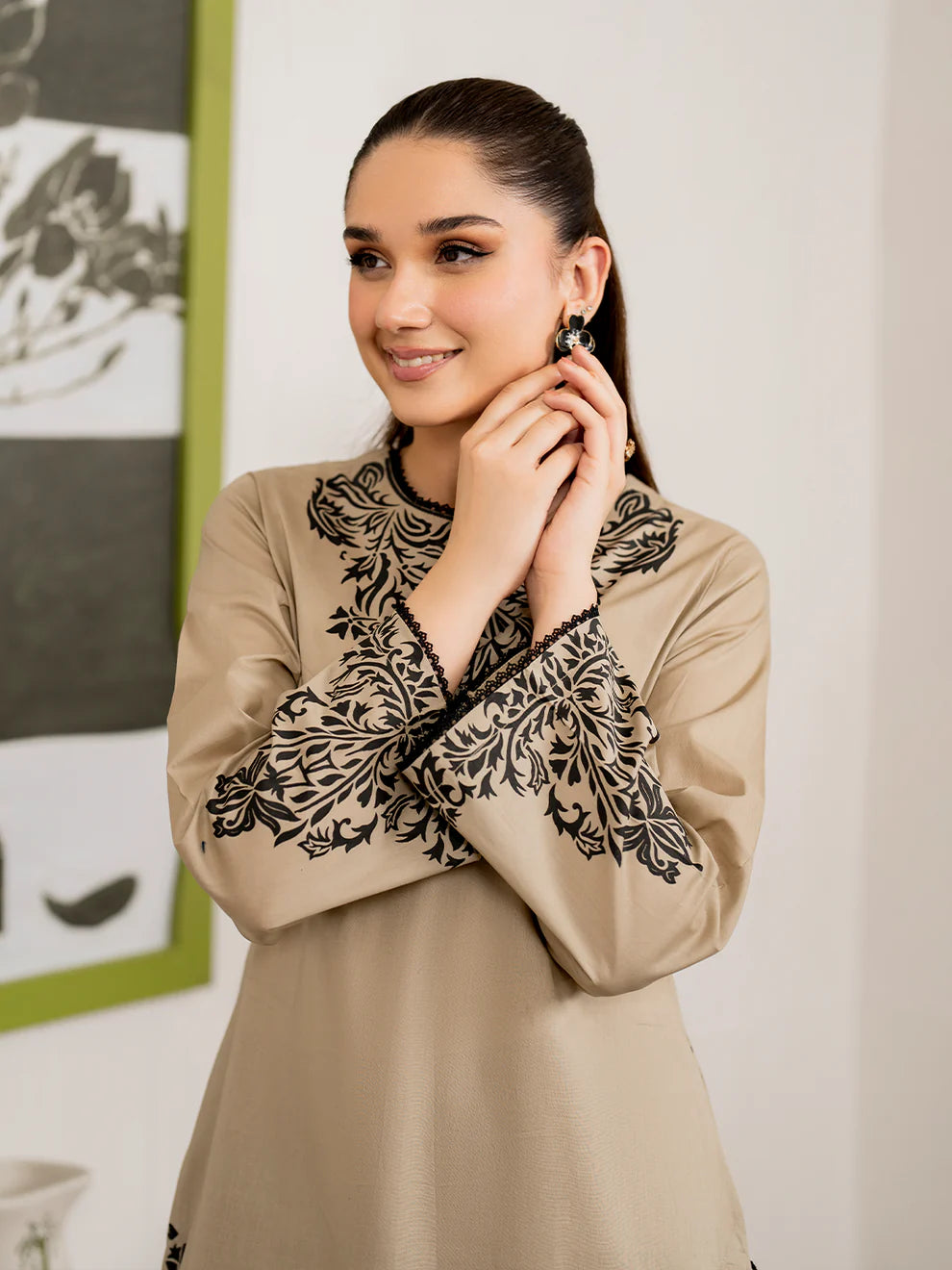 GARNET-3PC DHANAK EMBROIDERED SHIRT WITH COUTURE PRINT SHAWL AND TROUSER-ADR-4108