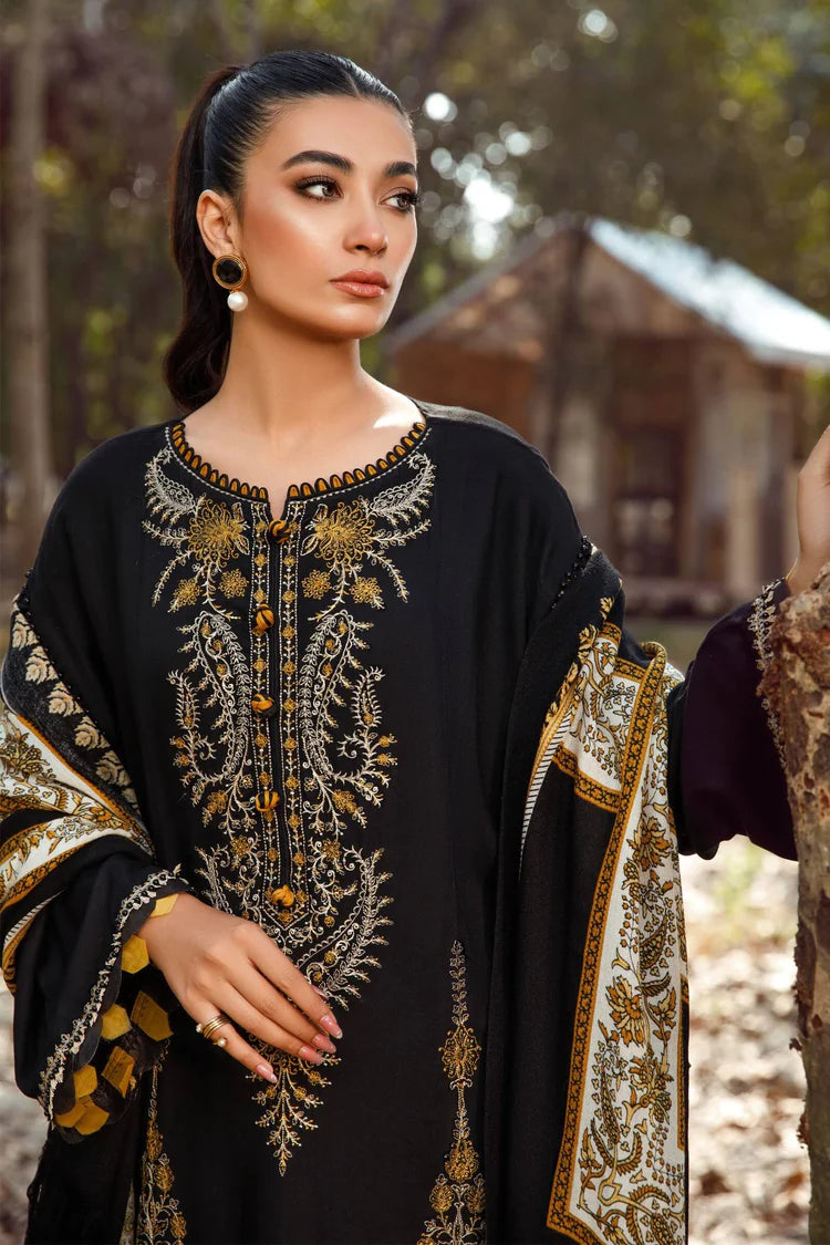 MARIA.B-3PC KHADDAR EMBROIDERED SHIRT WITH COURTRAI PRINTED SHAWL & TROUSER -ADR-4157