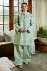 ZARA SHAHJAHAN-3PC DHANAK EMBROIDERED SHIRT WITH CORTRAI WOOL PRINTED SHAWL AND EMB TROUSER-ADR-4112