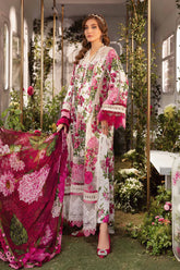 MARIA.B-3PC LAWN PRINTED EMB SHIRT WITH CHIFFON PRINT DUPATTA AND PRINT TROUSER-ADR-2529
