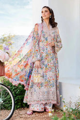 MARIA.B-3PC LAWN PRINTED EMB SHIRT WITH CHIFFON PRINT DUPATTA AND PRINT TROUSER-ADR-2503