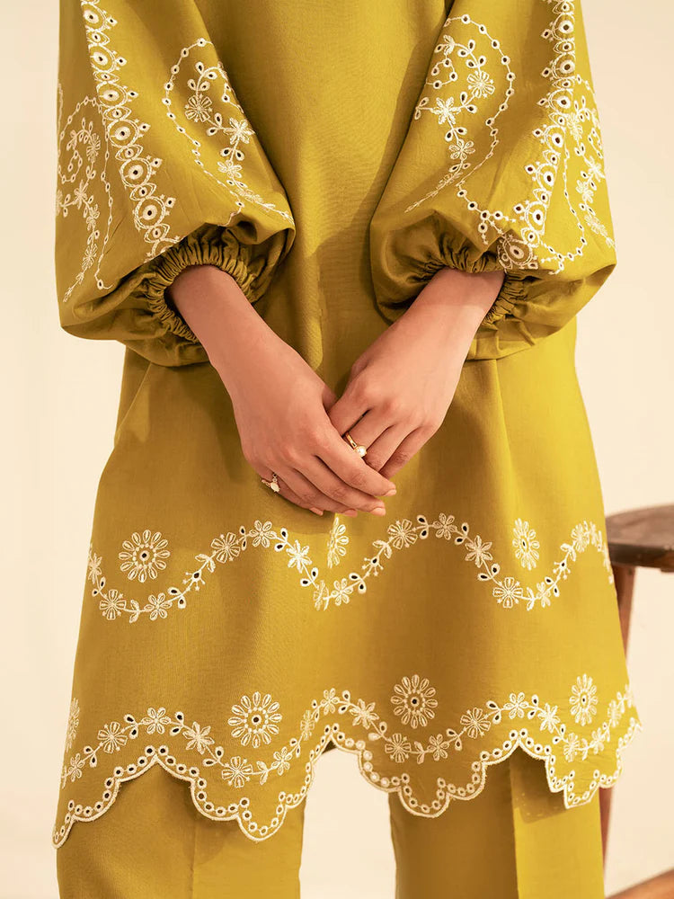 BATIK-2PC DHANAK EMBROIDRED SHIRT WITH DHANAK EMBROIDRED SLEEVES-ADR-122