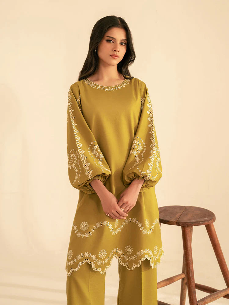 BATIK-2PC DHANAK EMBROIDRED SHIRT WITH DHANAK EMBROIDRED SLEEVES-ADR-122